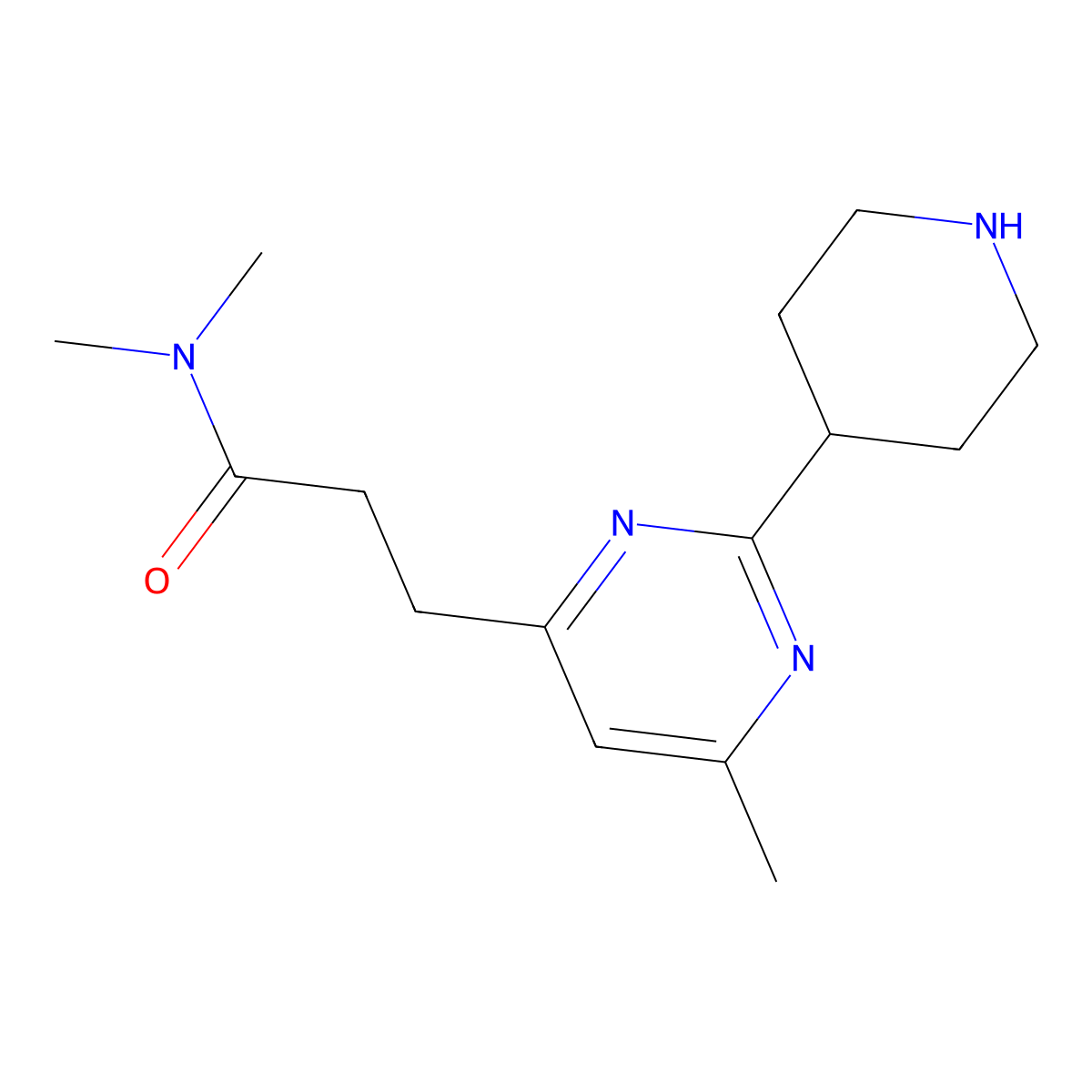 N,N-Dimethyl-3-(6-methyl-2-(piperidin-4-yl)pyrimidin-4-yl)propanamide molecular structure, CAS 1316222-84-0