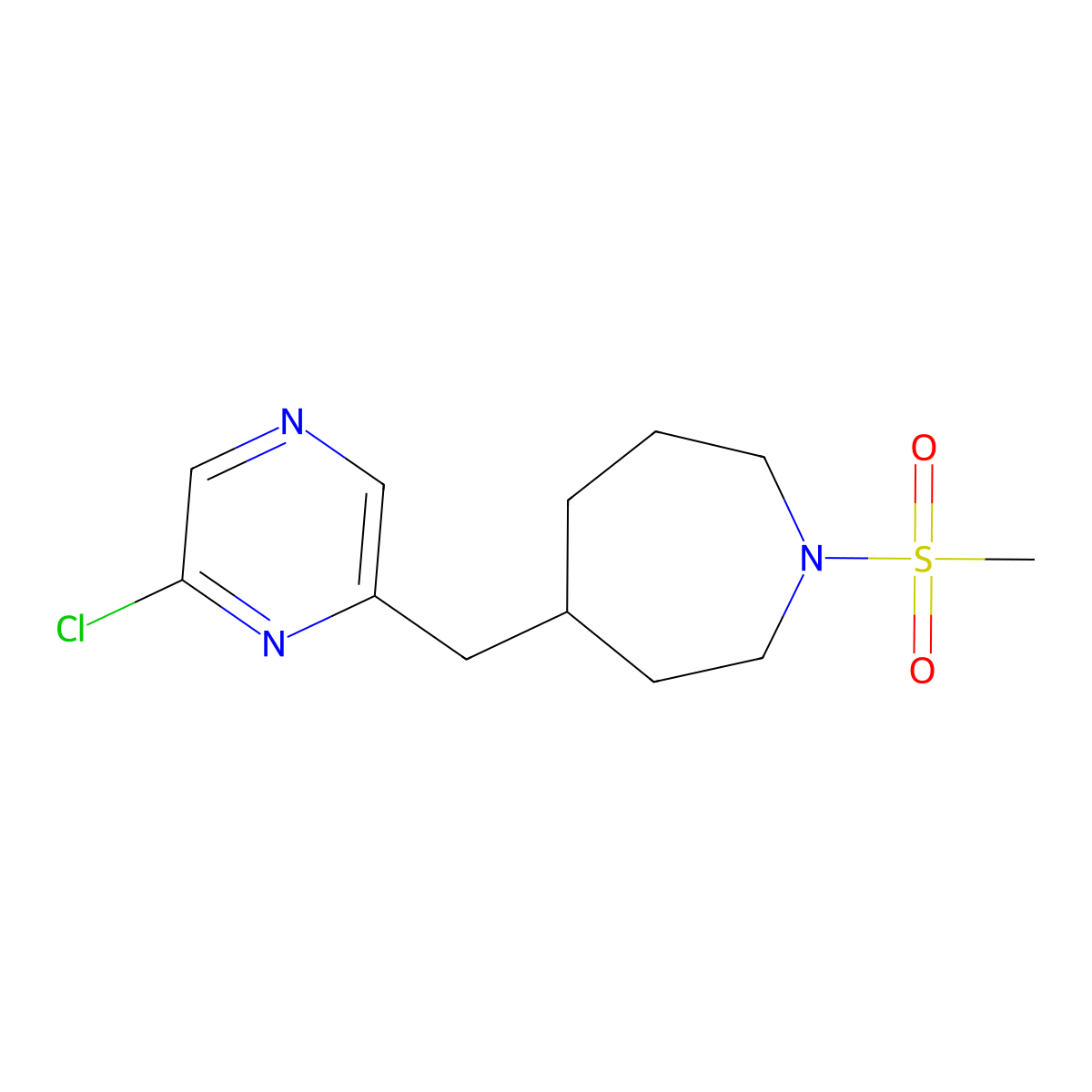 4-((6-Chloropyrazin-2-yl)methyl)-1-(methylsulfonyl)azepane molecular structure, CAS 1316222-91-9