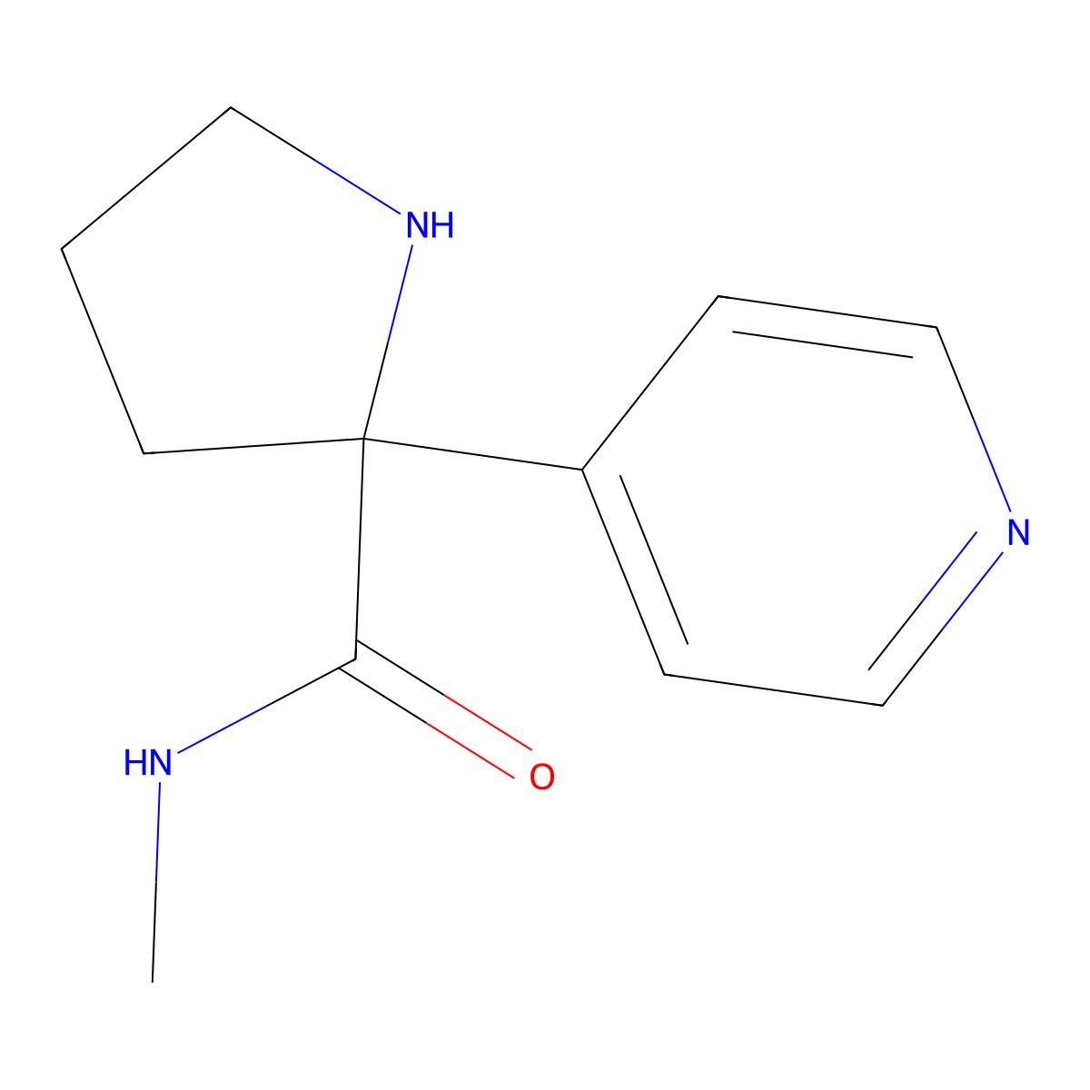 N-methyl-2-(pyridin-4-yl)pyrrolidine-2-carboxamide molecular structure, CAS 1316222-92-0