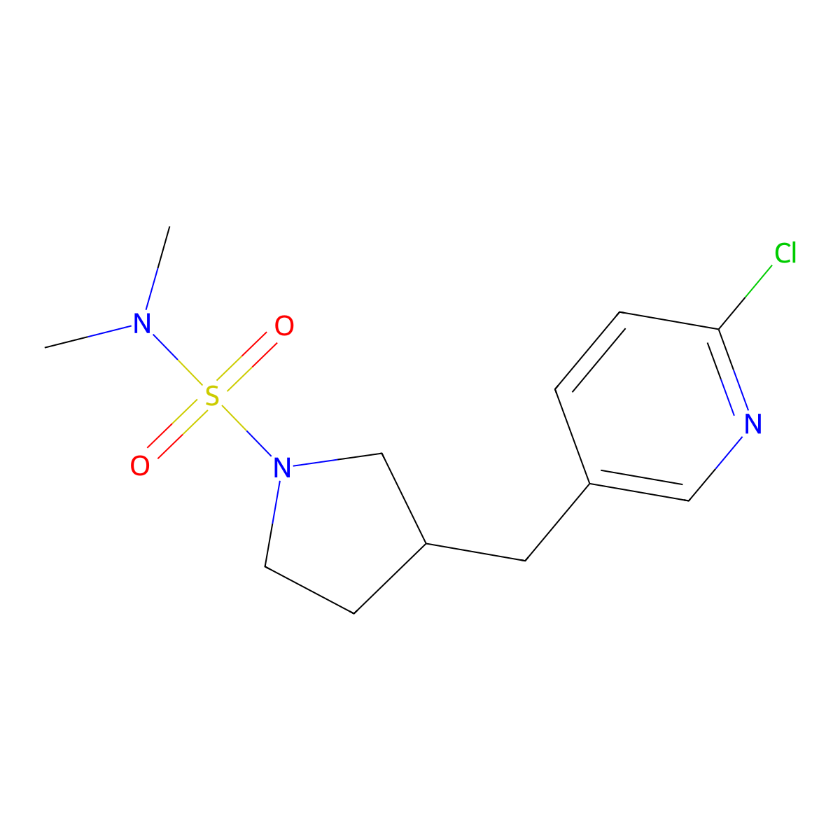 3-((6-Chloropyridin-3-yl)methyl)-N,N-dimethylpyrrolidine-1-sulfonamide molecular structure, CAS 1316222-97-5