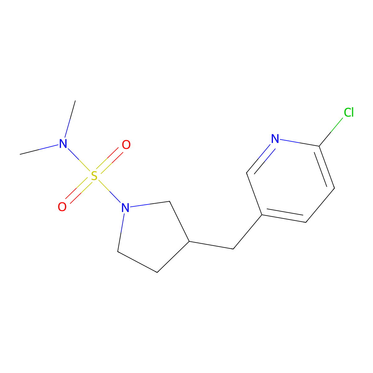 3-((6-Chloropyridin-3-yl)methyl)-N,N-dimethylpyrrolidine-1-sulfonamide molecular structure, CAS 1316222-97-5
