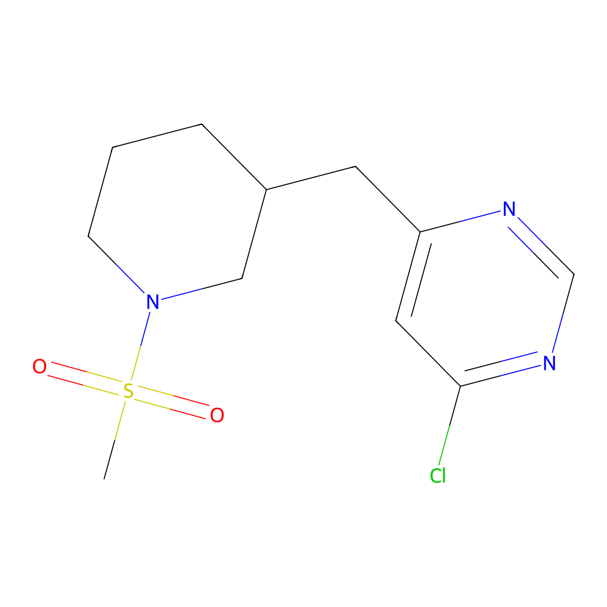 4-Chloro-6-(1-methanesulfonyl-piperidin-3-ylmethyl)-pyrimidine molecular structure, CAS 1316223-13-8