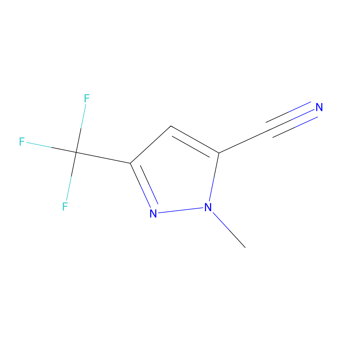 1-Methyl-3-(trifluoromethyl)-1H-pyrazole-5-carbonitrile molecular structure, CAS 1316223-15-0