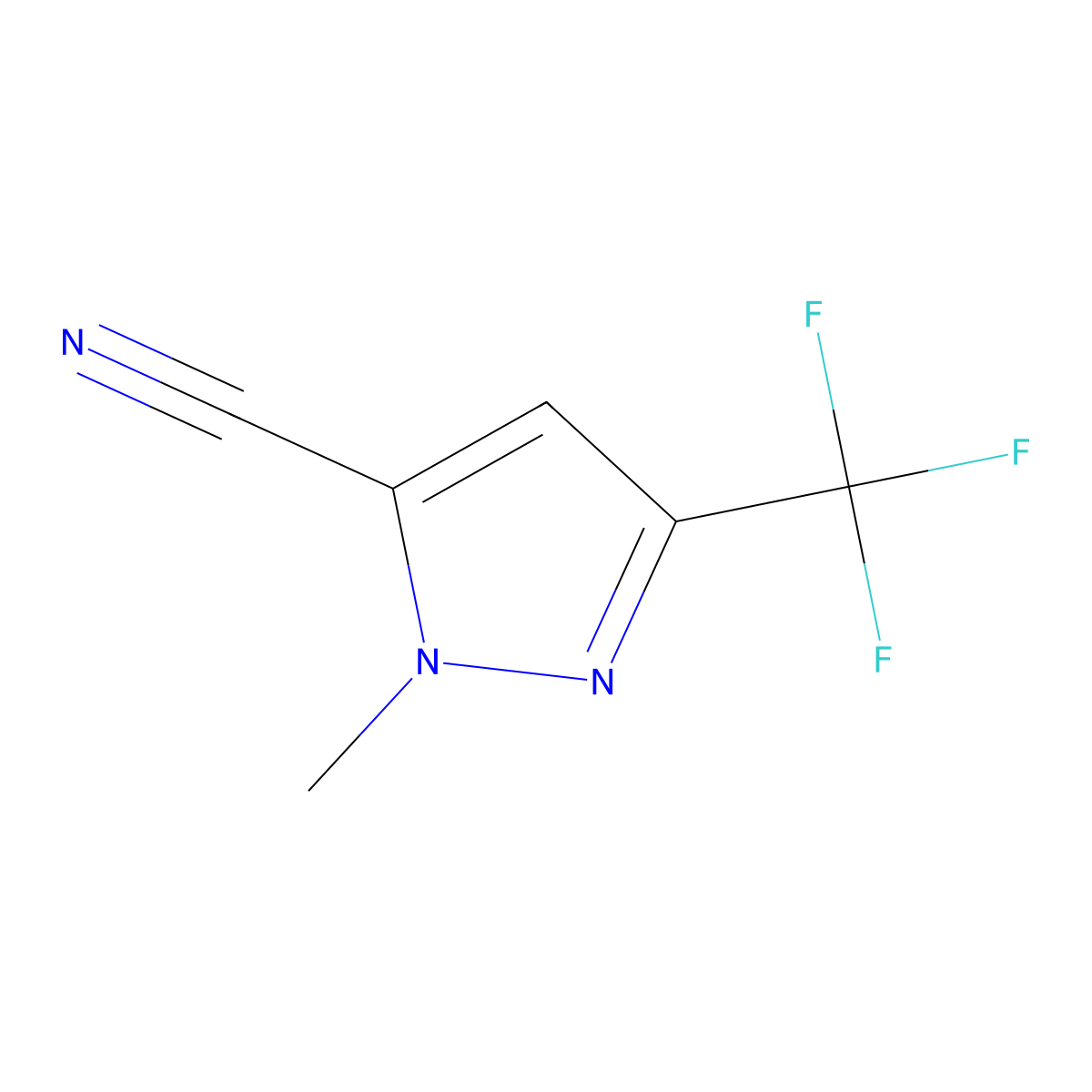 1-Methyl-3-(trifluoromethyl)-1H-pyrazole-5-carbonitrile molecular structure, CAS 1316223-15-0