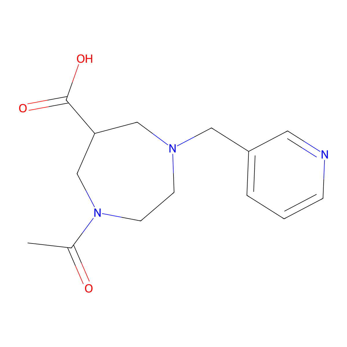 1-Acetyl-4-(pyridin-3-ylmethyl)-1,4-diazepane-6-carboxylic acid molecular structure, CAS 1316223-23-0