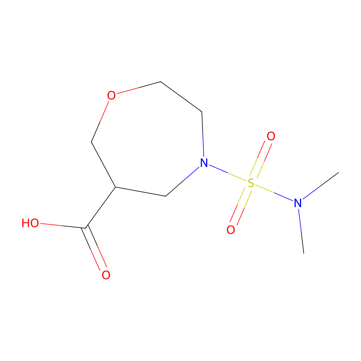4-(Dimethylsulfamoyl)-1,4-oxazepane-6-carboxylic acid molecular structure, CAS 1316223-28-5