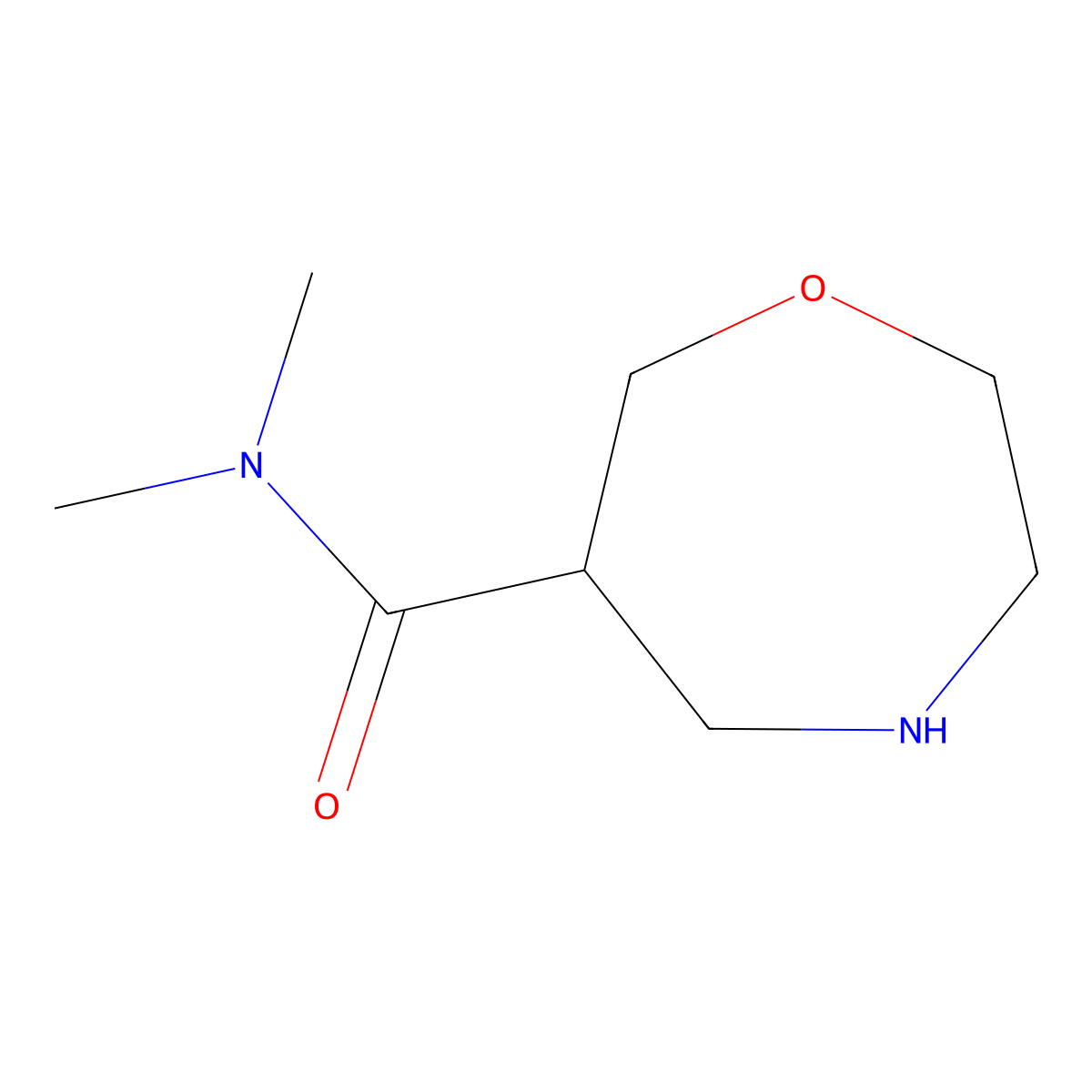 N,N-dimethyl-1,4-oxazepane-6-carboxamide molecular structure, CAS 1316223-40-1