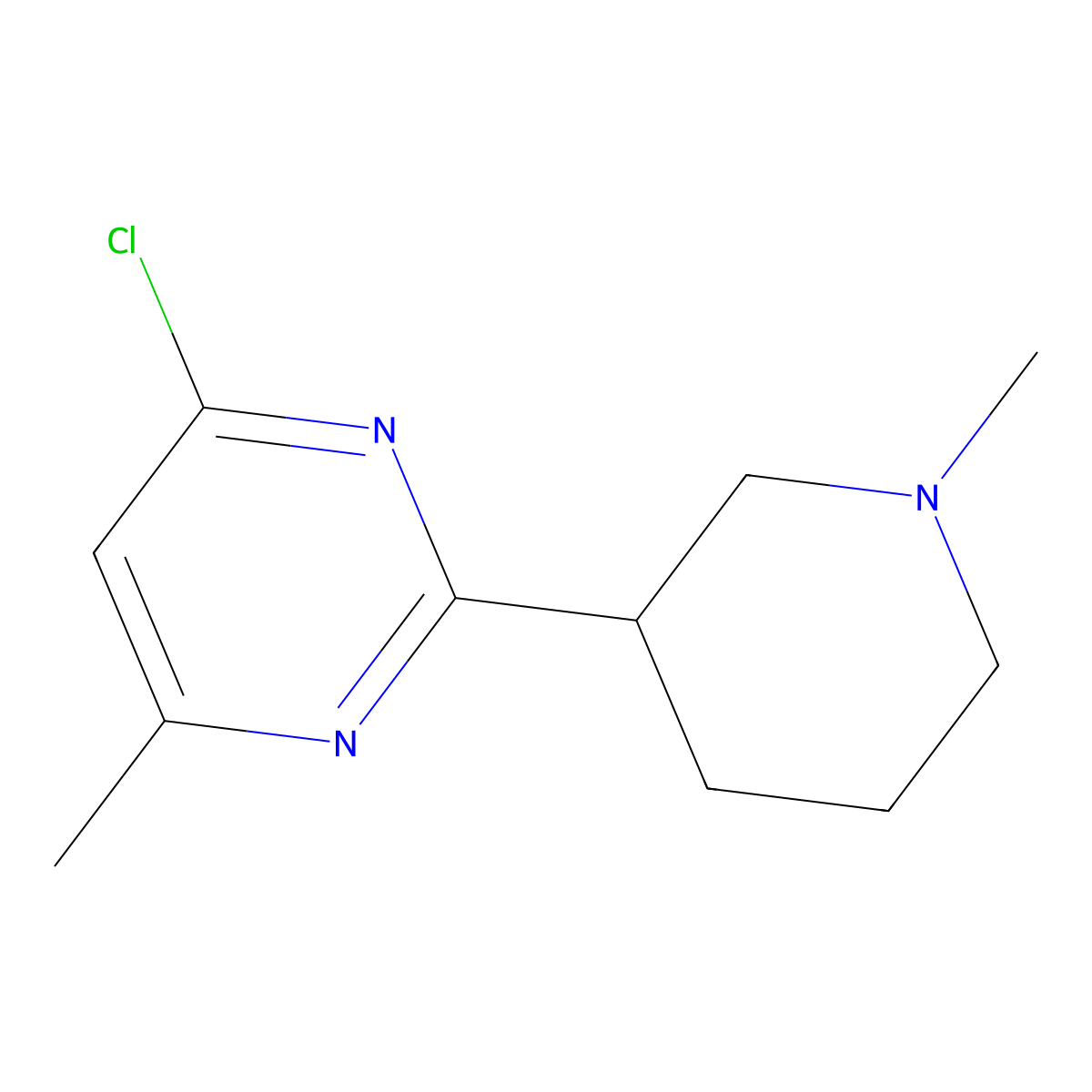 4-Chloro-6-methyl-2-(1-methylpiperidin-3-yl)pyrimidine molecular structure, CAS 1316223-48-9