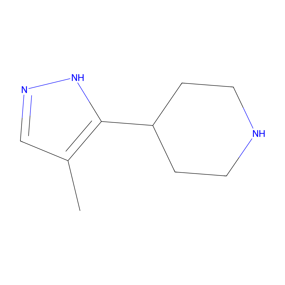 Piperidine, 4-(4-methyl-1H-pyrazol-3-yl)- molecular structure, CAS 1316223-49-0
