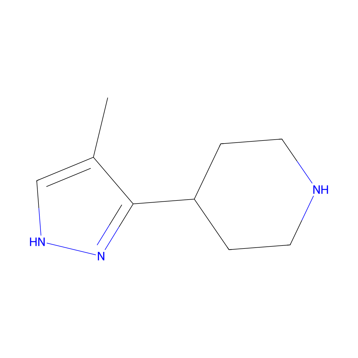Piperidine, 4-(4-methyl-1H-pyrazol-3-yl)- molecular structure, CAS 1316223-49-0