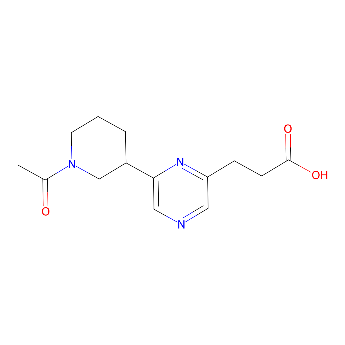 3-(6-(1-Acetylpiperidin-3-yl)pyrazin-2-yl)propanoic acid molecular structure, CAS 1316223-59-2