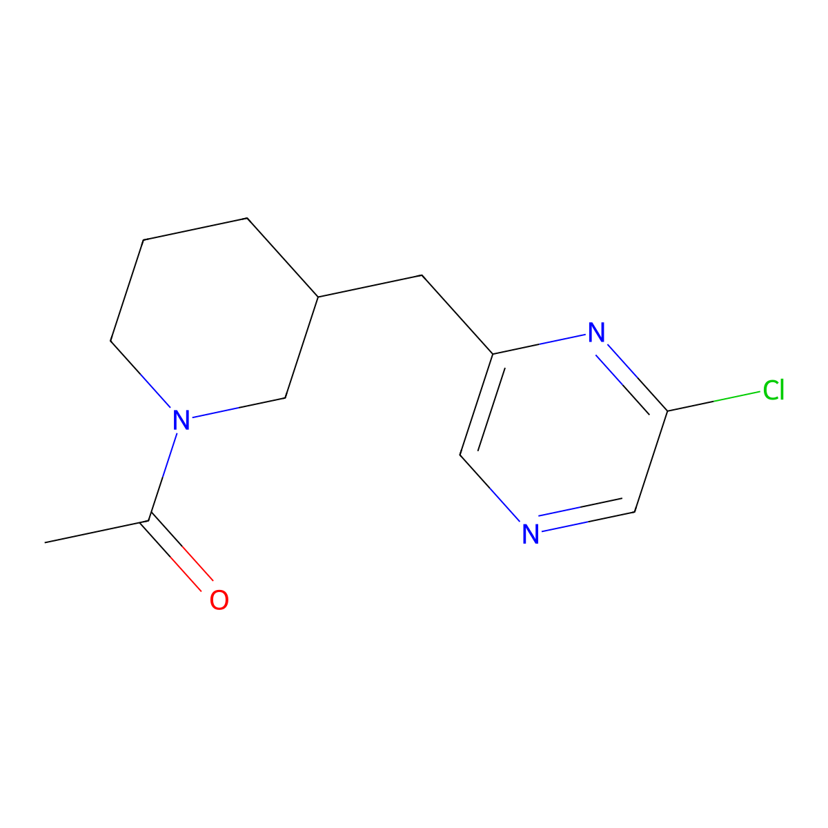1-(3-((6-Chloropyrazin-2-yl)methyl)piperidin-1-yl)ethanone molecular structure, CAS 1316223-64-9