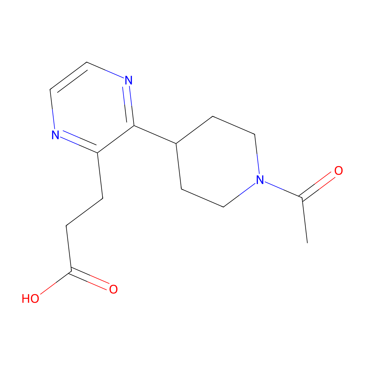 3-(3-(1-Acetylpiperidin-4-yl)pyrazin-2-yl)propanoic acid molecular structure, CAS 1316223-69-4