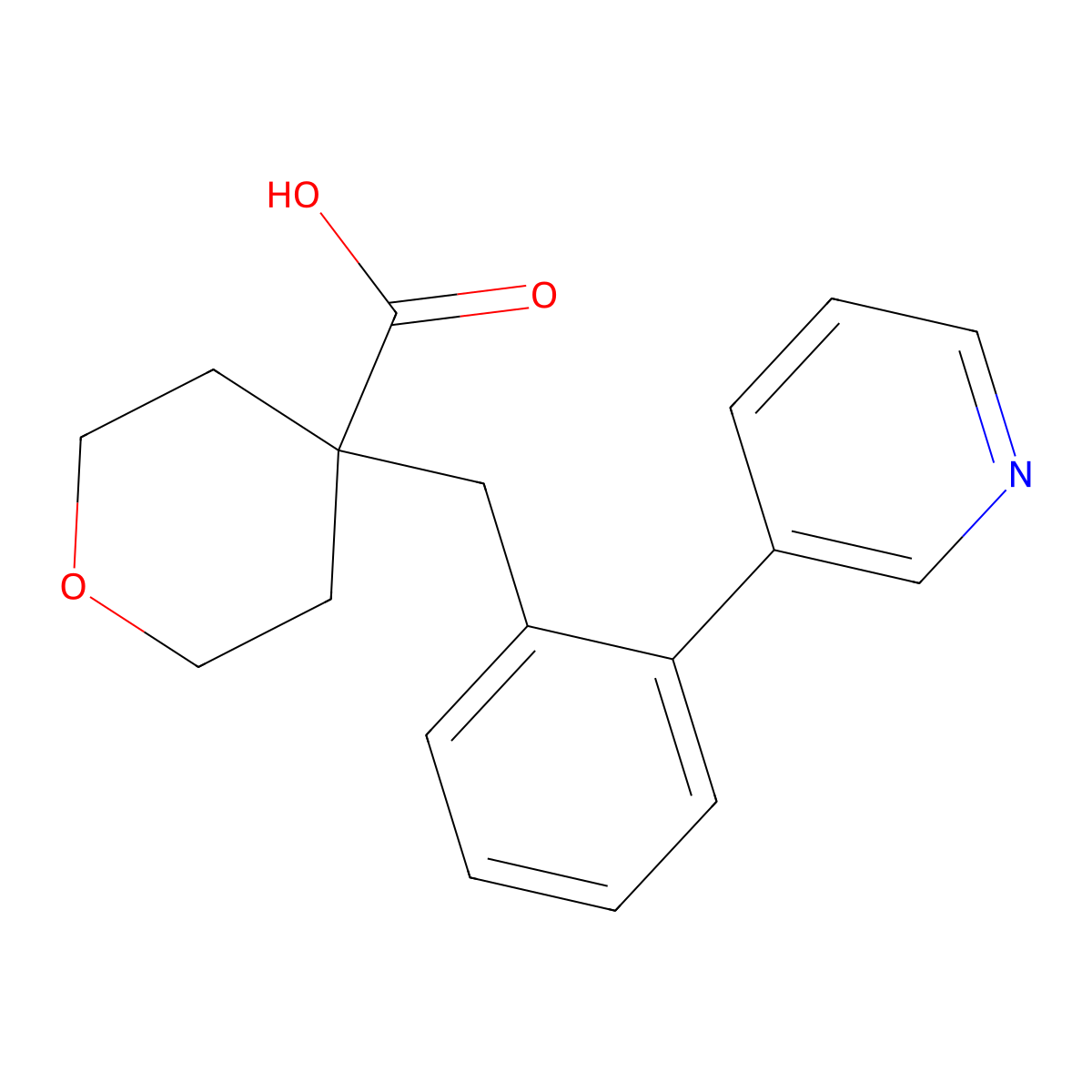 4-(2-Pyridin-3-yl-benzyl)-tetrahydro-pyran-4-carboxylic acid molecular structure, CAS 1316223-71-8