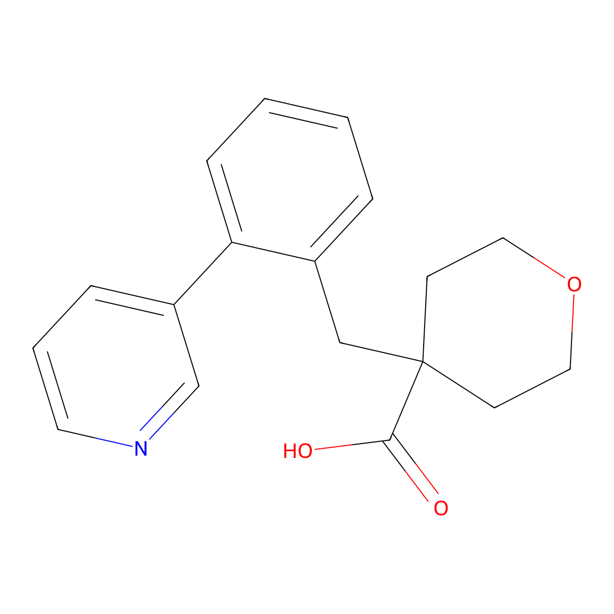 4-(2-Pyridin-3-yl-benzyl)-tetrahydro-pyran-4-carboxylic acid molecular structure, CAS 1316223-71-8
