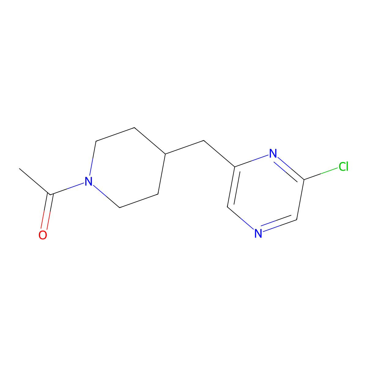 1-(4-((6-Chloropyrazin-2-yl)methyl)piperidin-1-yl)ethanone molecular structure, CAS 1316223-72-9