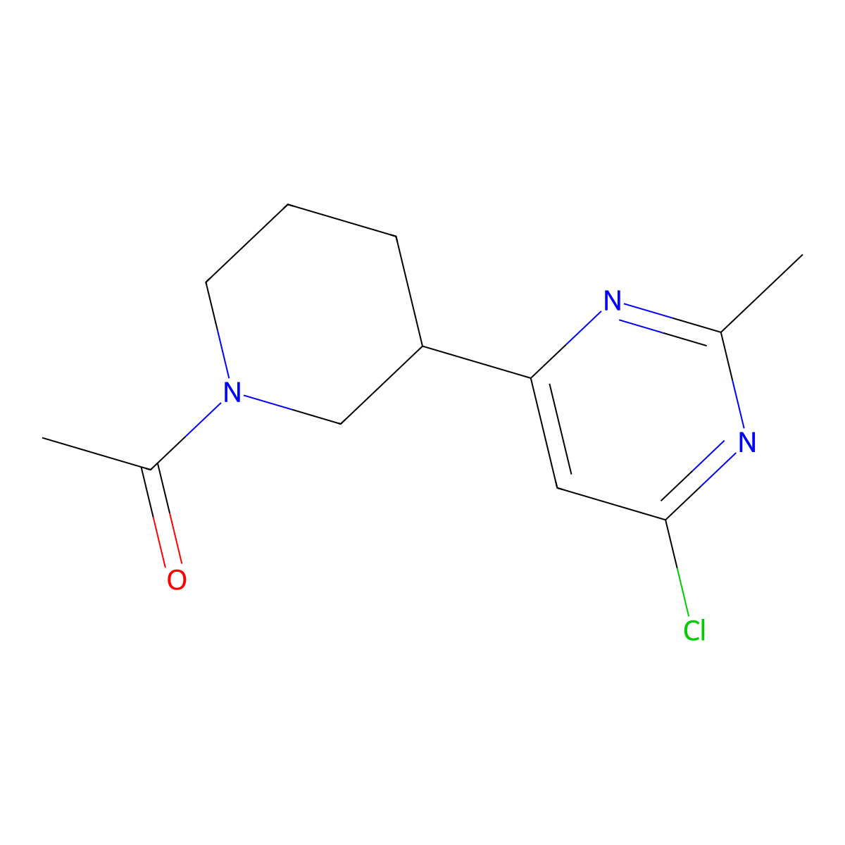1-(3-(6-Chloro-2-methylpyrimidin-4-yl)piperidin-1-yl)ethanone molecular structure, CAS 1316223-81-0