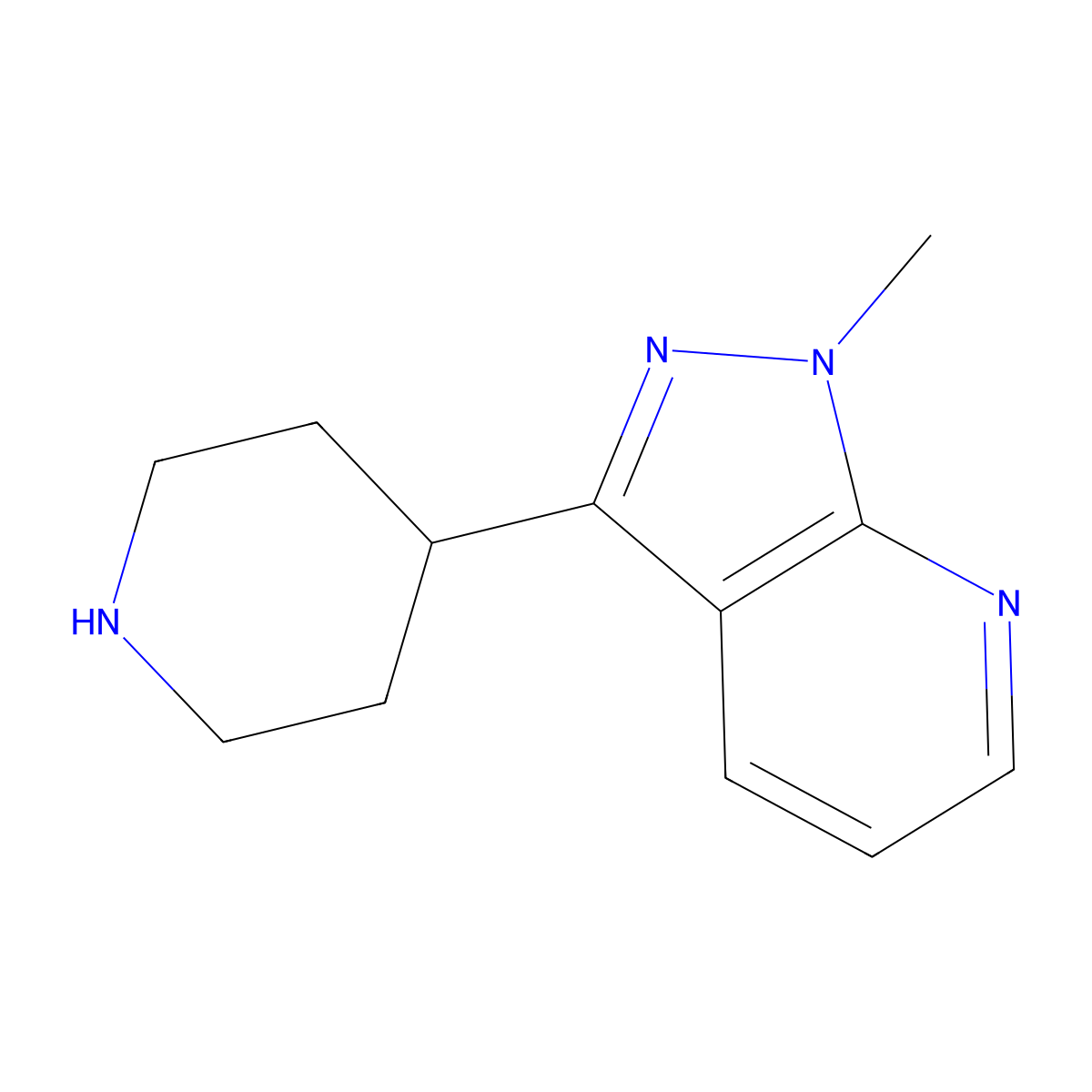 1-Methyl-3-(4-piperidinyl)-1H-pyrazolo[3,4-b]pyridine molecular structure, CAS 1316223-84-3