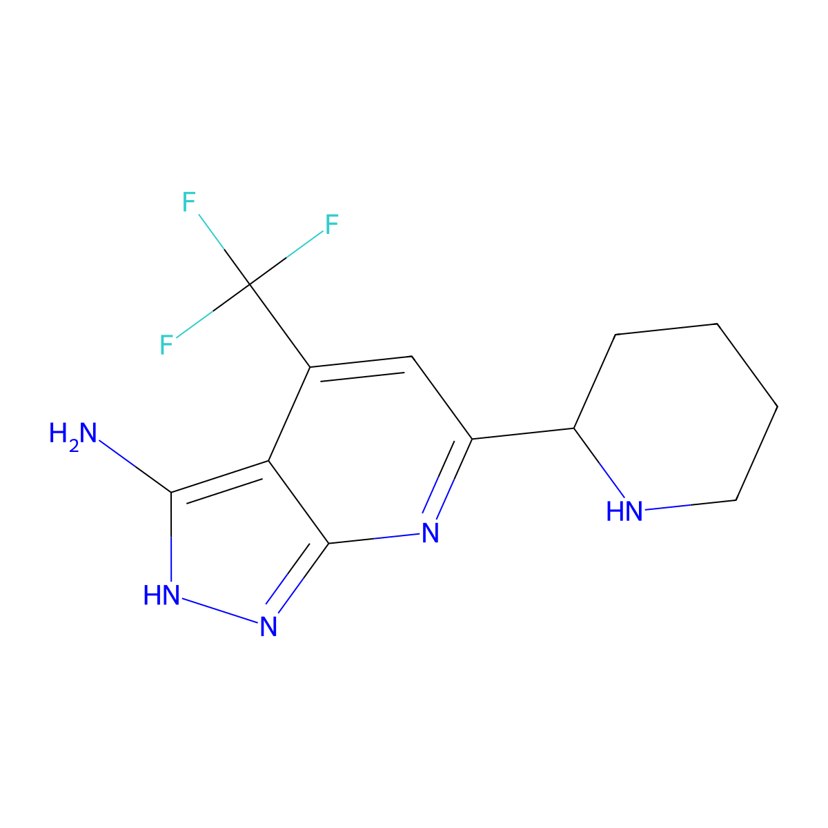 6-(piperidin-2-yl)-4-(trifluoromethyl)-1H-pyrazolo[3,4-b]pyridin-3-amine molecular structure, CAS 1316224-12-0