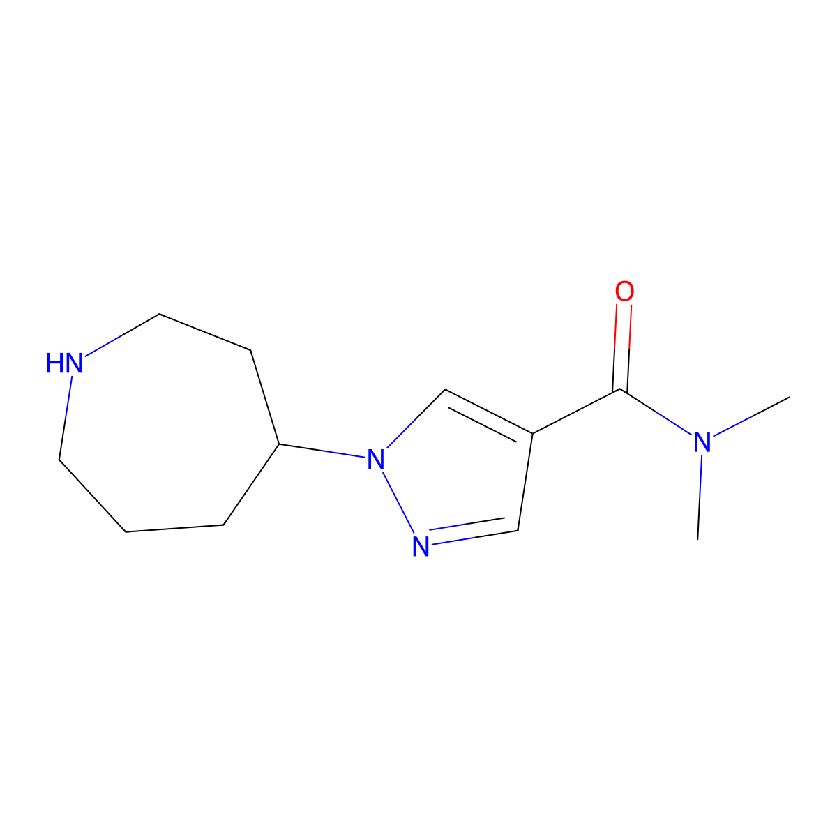 1-(Azepan-4-yl)-N,N-dimethyl-1H-pyrazole-4-carboxamide molecular structure, CAS 1316224-24-4