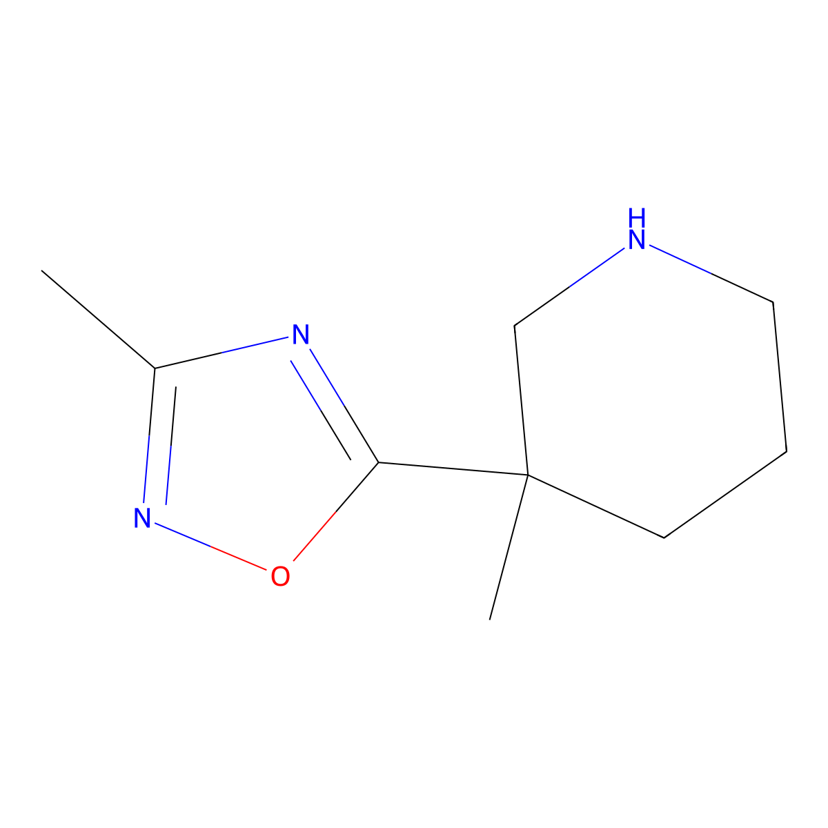 3-Methyl-5-(3-methylpiperidin-3-yl)-1,2,4-oxadiazole molecular structure, CAS 1316224-28-8