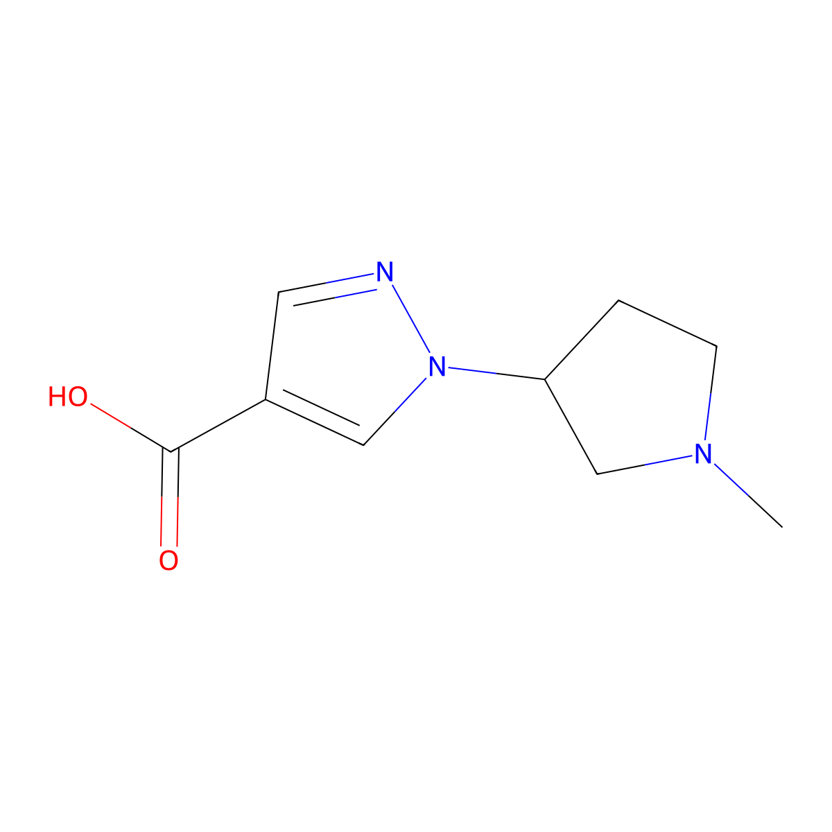 1-(1-Methyl-3-pyrrolidinyl)-1H-pyrazole-4-carboxylic acid molecular structure, CAS 1316224-97-1