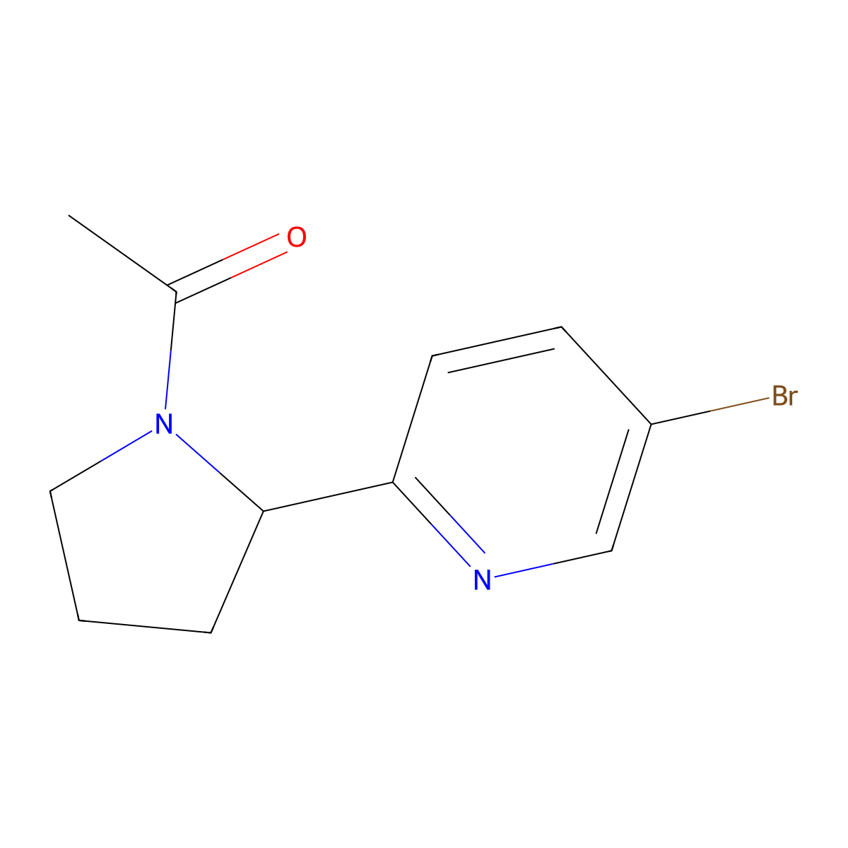 1-(2-(5-Bromopyridin-2-yl)pyrrolidin-1-yl)ethanone molecular structure, CAS 1316225-07-6