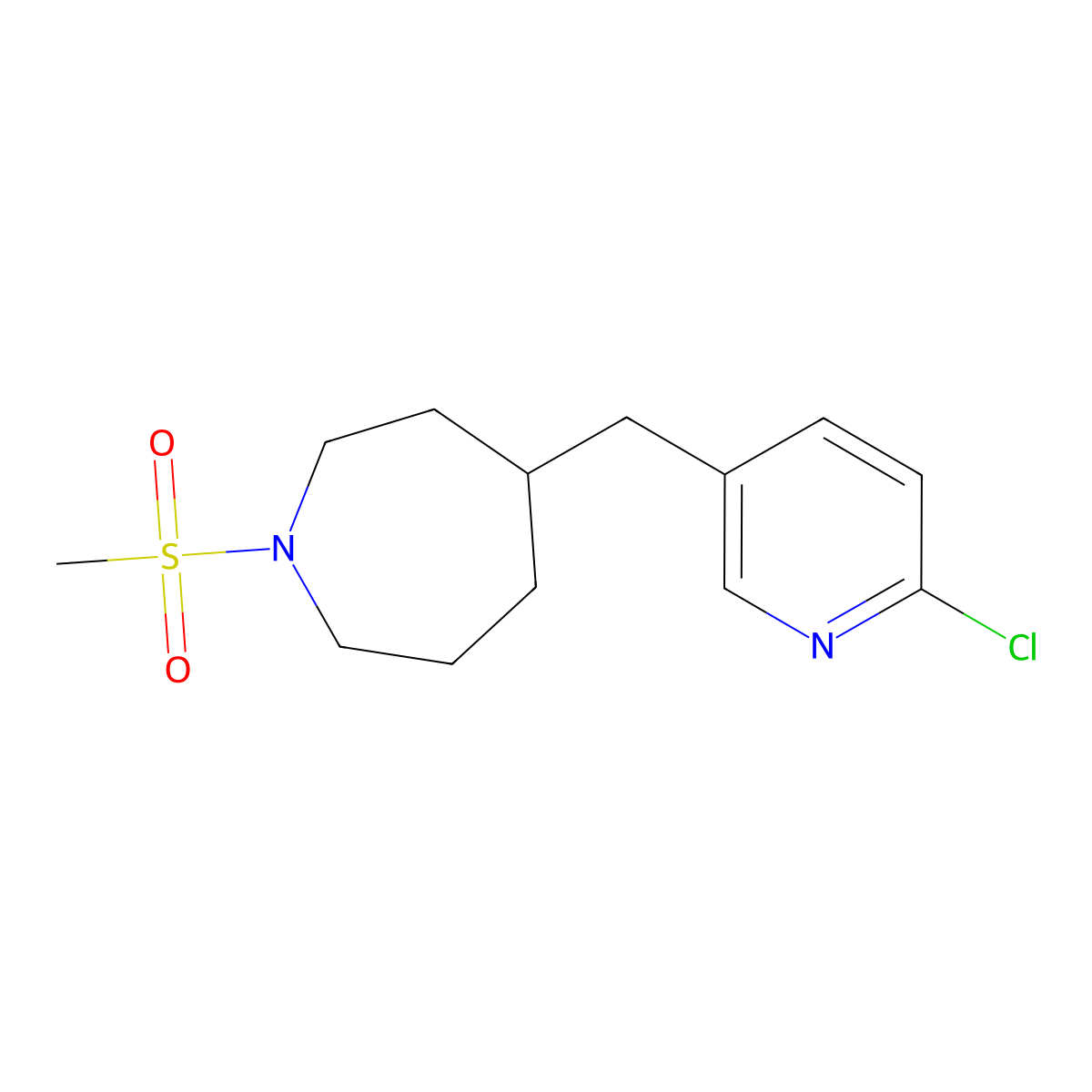 4-((6-Chloropyridin-3-yl)methyl)-1-(methylsulfonyl)azepane molecular structure, CAS 1316225-09-8