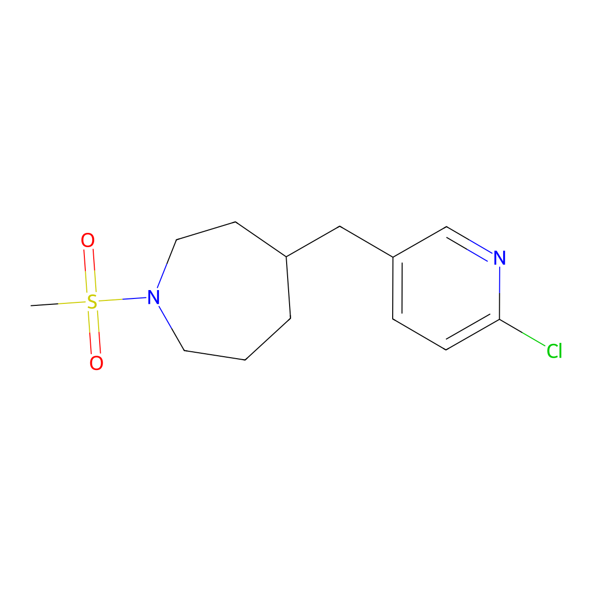 4-((6-Chloropyridin-3-yl)methyl)-1-(methylsulfonyl)azepane molecular structure, CAS 1316225-09-8
