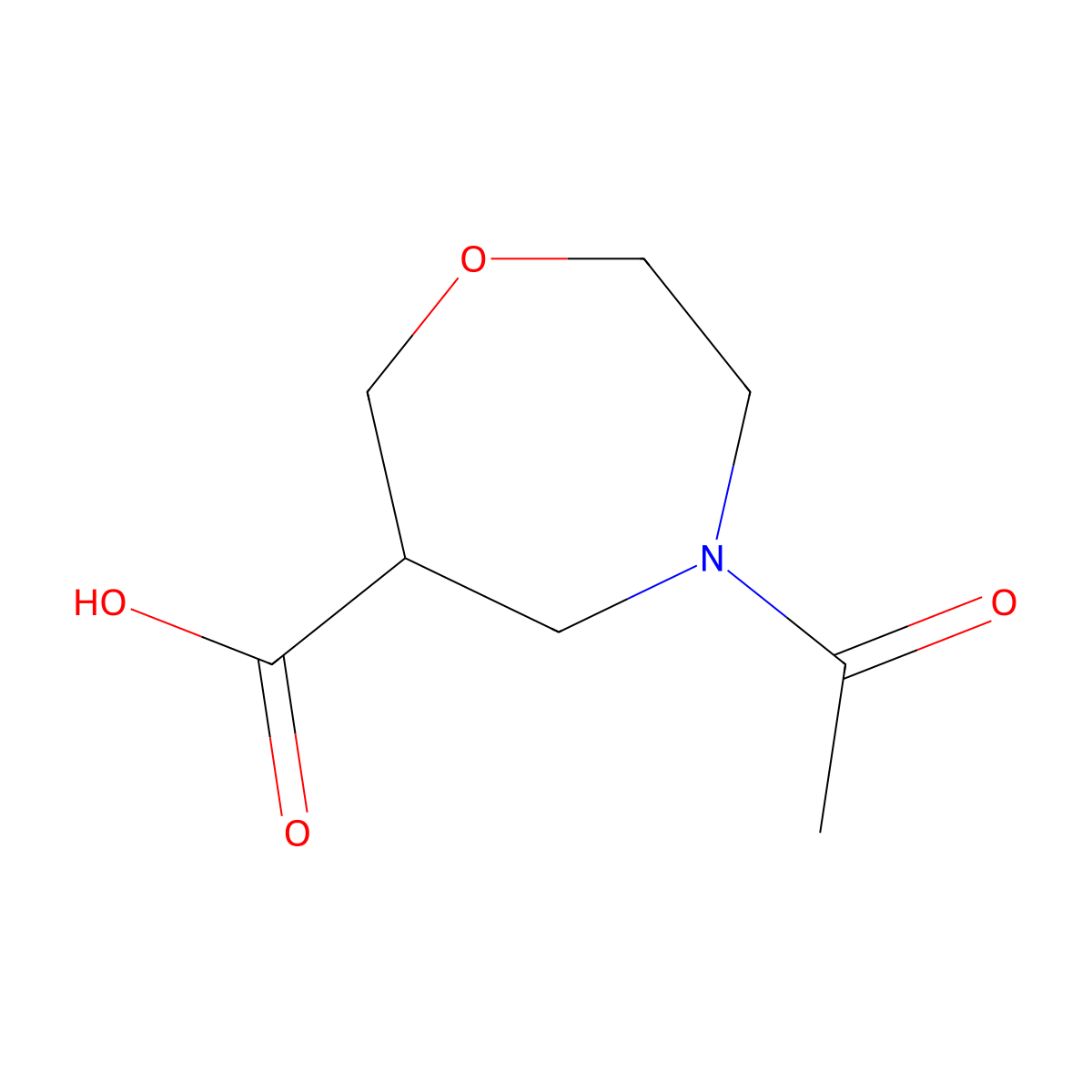 4-Acetyl-1,4-oxazepane-6-carboxylic acid molecular structure, CAS 1316225-24-7