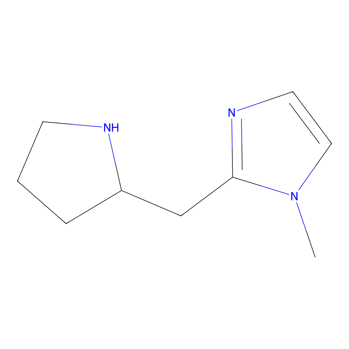 1-methyl-2-[(pyrrolidin-2-yl)methyl]-1H-imidazole molecular structure, CAS 1316225-35-0