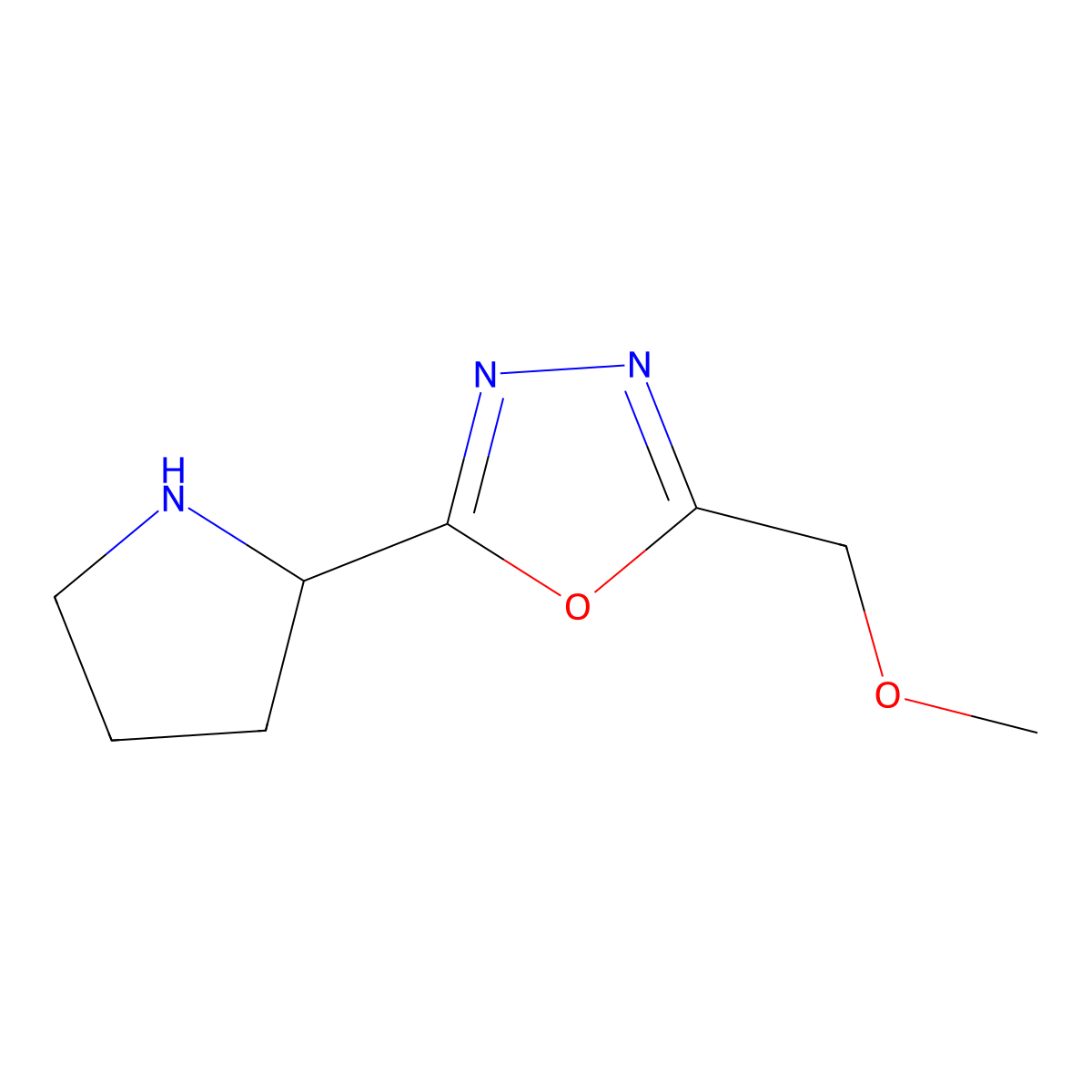 2-(Methoxymethyl)-5-(pyrrolidin-2-YL)-1,3,4-oxadiazole molecular structure, CAS 1316225-37-2
