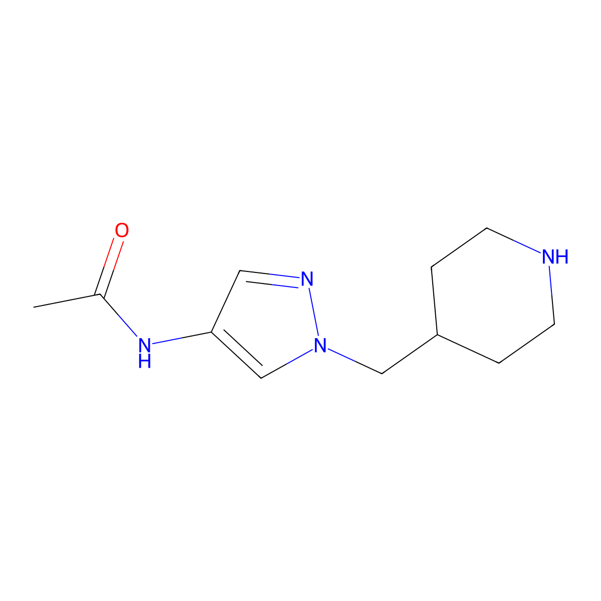 N-(1-(piperidin-4-ylmethyl)-1H-pyrazol-4-yl)acetamide molecular structure, CAS 1316225-52-1
