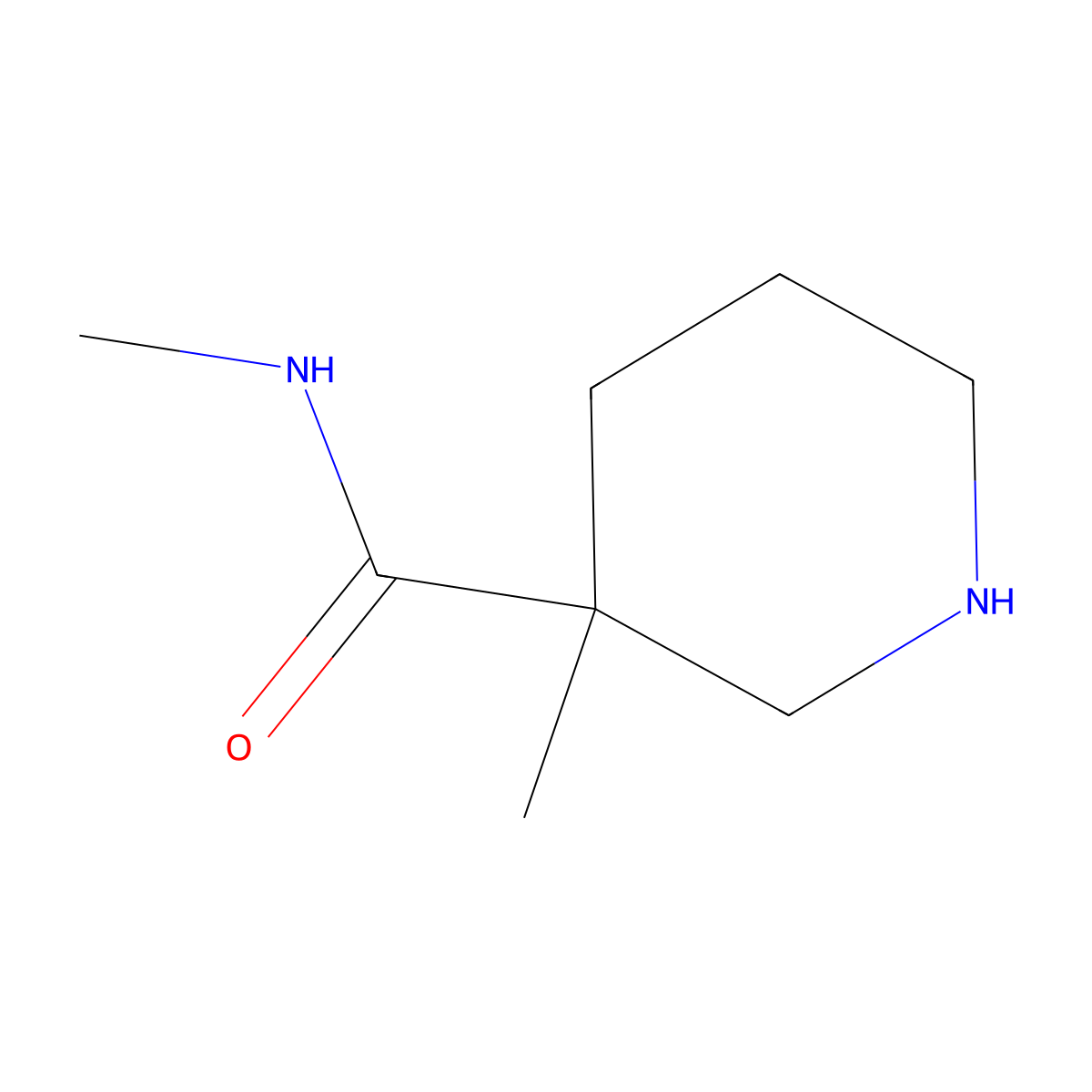 N,3-dimethyl-3-piperidinecarboxamide molecular structure, CAS 1316225-57-6