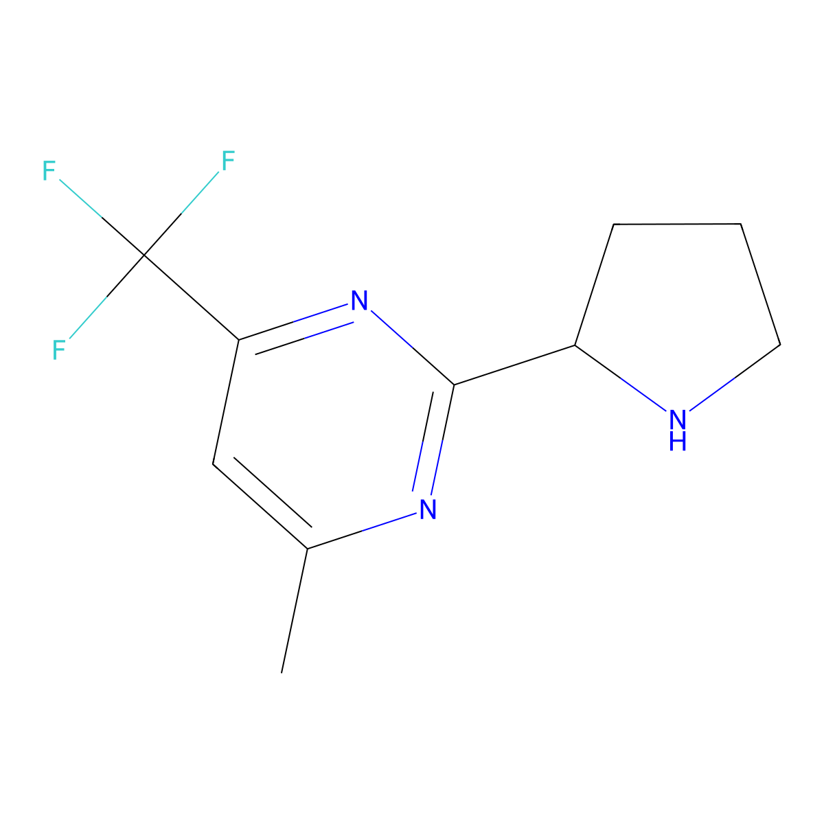 4-Methyl-2-(pyrrolidin-2-yl)-6-(trifluoromethyl)pyrimidine molecular structure, CAS 1316225-59-8