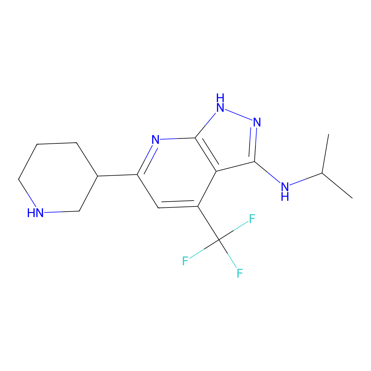 N-isopropyl-6-(piperidin-3-yl)-4-(trifluoromethyl)-1H-pyrazolo[3,4-b]pyridin-3-amine molecular structure, CAS 1316225-60-1