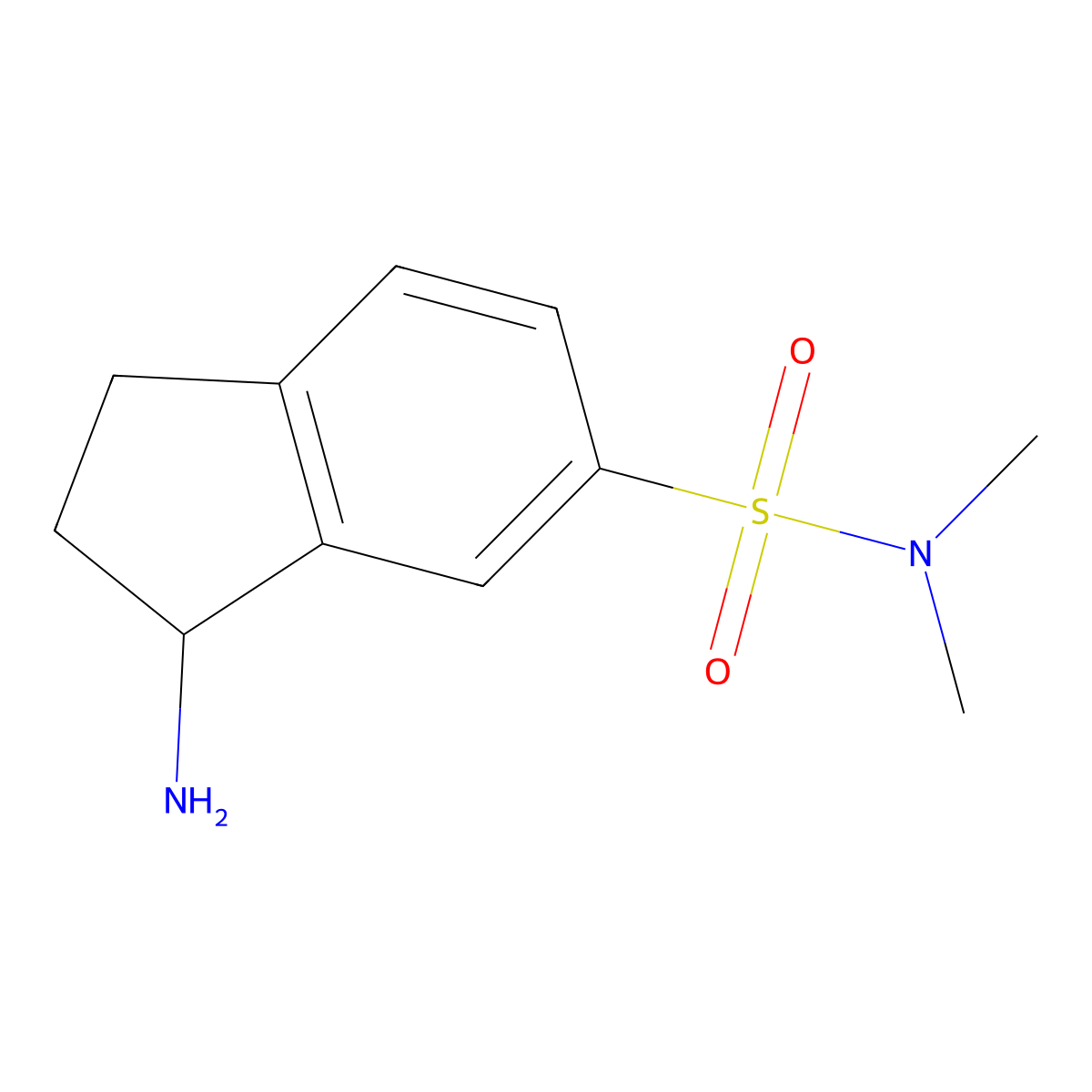 3-amino-N,N-dimethyl-2,3-dihydro-1H-indene-5-sulfonamide molecular structure, CAS 1316225-63-4