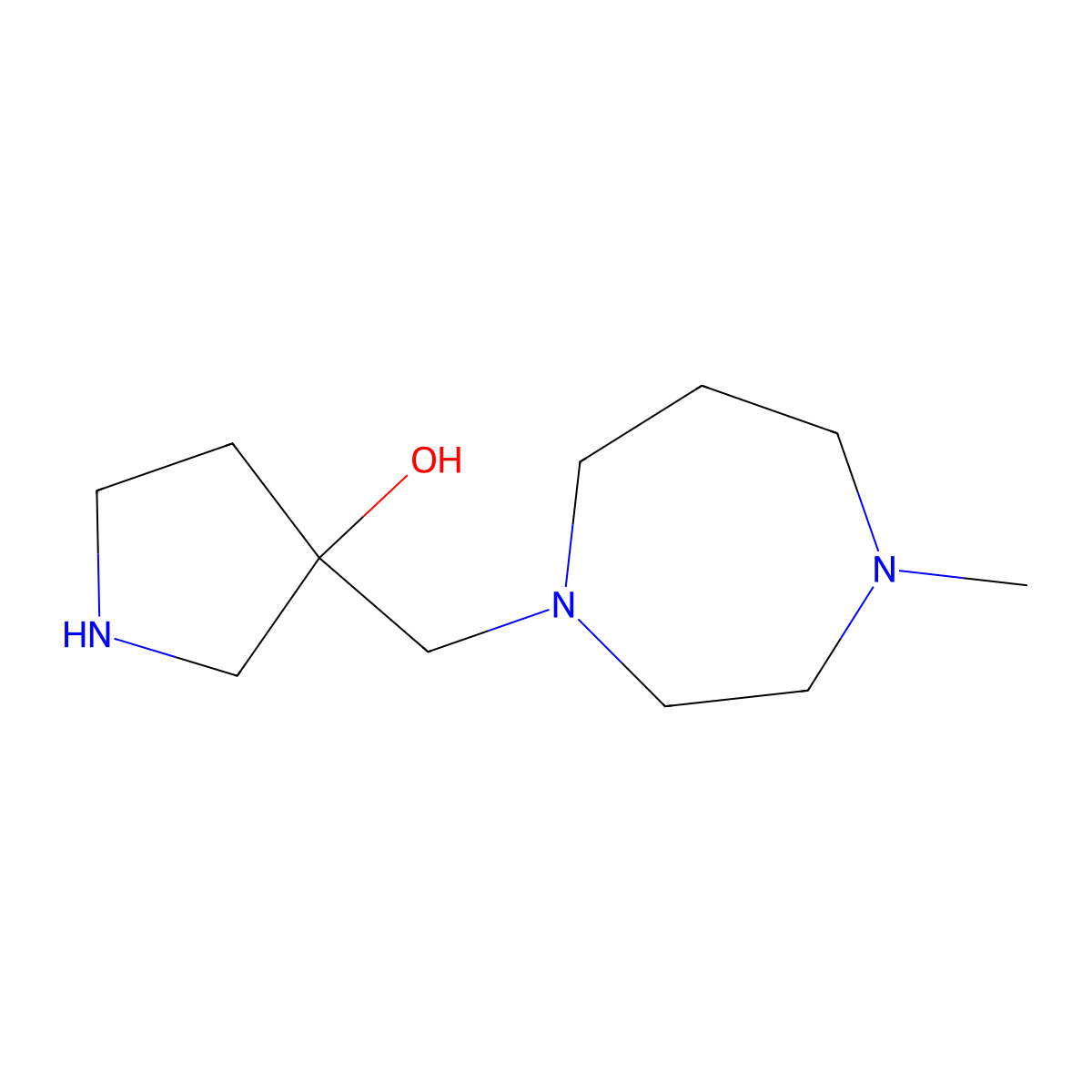 3-((4-Methyl-1,4-diazepan-1-yl)methyl)pyrrolidin-3-ol molecular structure, CAS 1316225-70-3