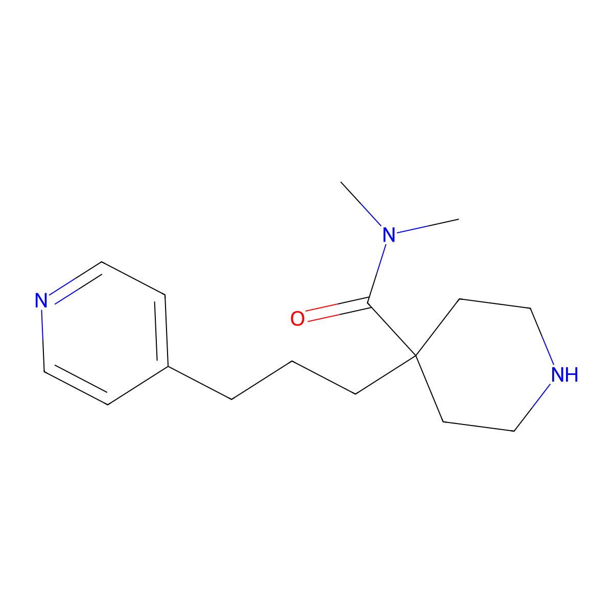 N,N-Dimethyl-4-(3-(pyridin-4-yl)propyl)piperidine-4-carboxamide molecular structure, CAS 1316225-83-8