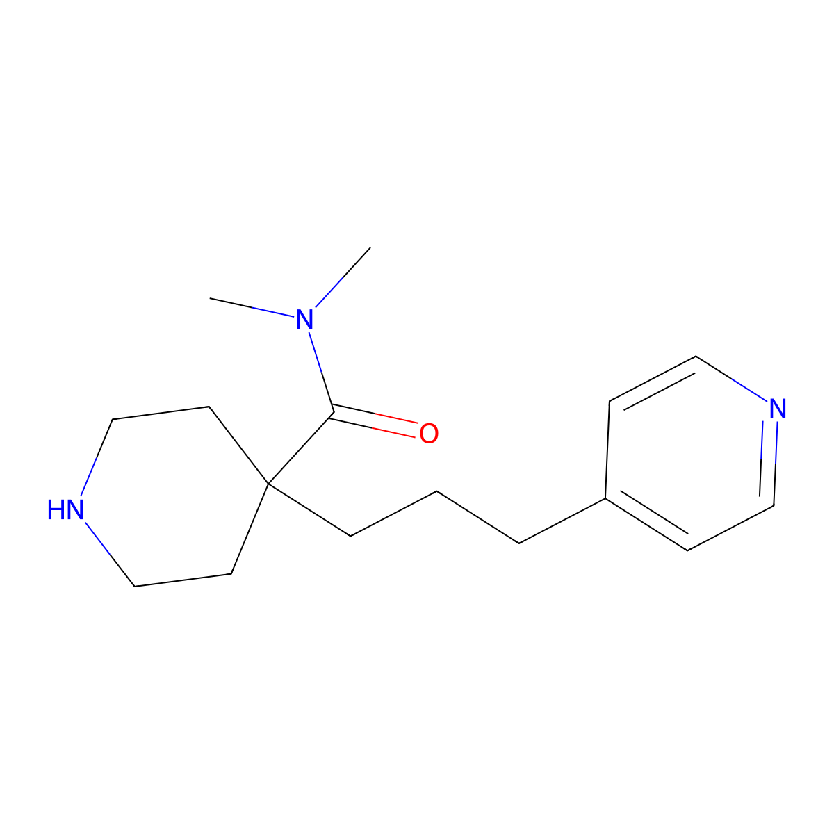 N,N-Dimethyl-4-(3-(pyridin-4-yl)propyl)piperidine-4-carboxamide molecular structure, CAS 1316225-83-8