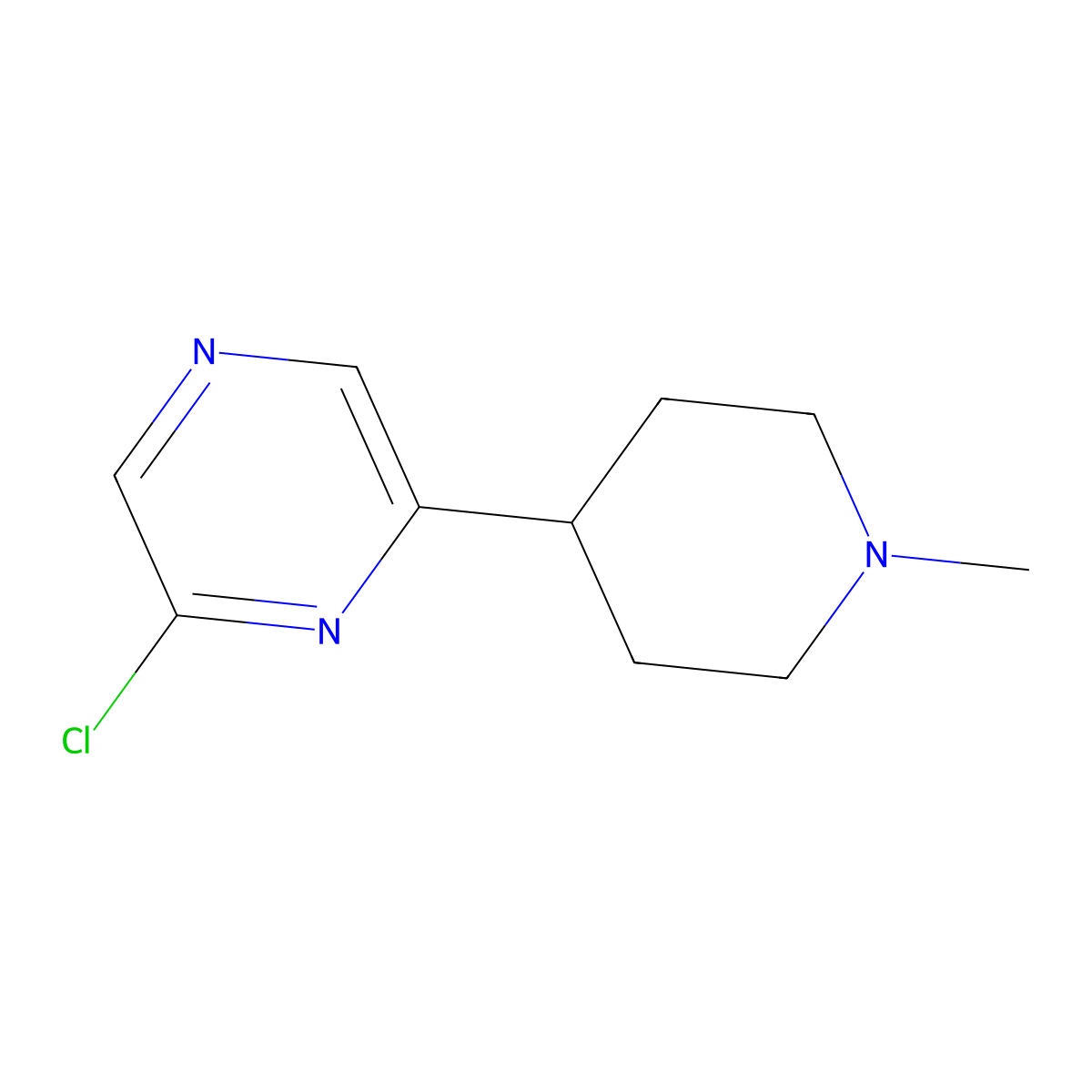 2-Chloro-6-(1-methylpiperidin-4-yl)pyrazine molecular structure, CAS 1316225-84-9
