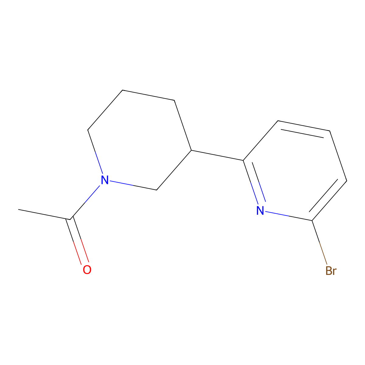 1-(3-(6-Bromopyridin-2-yl)piperidin-1-yl)ethanone molecular structure, CAS 1316225-89-4