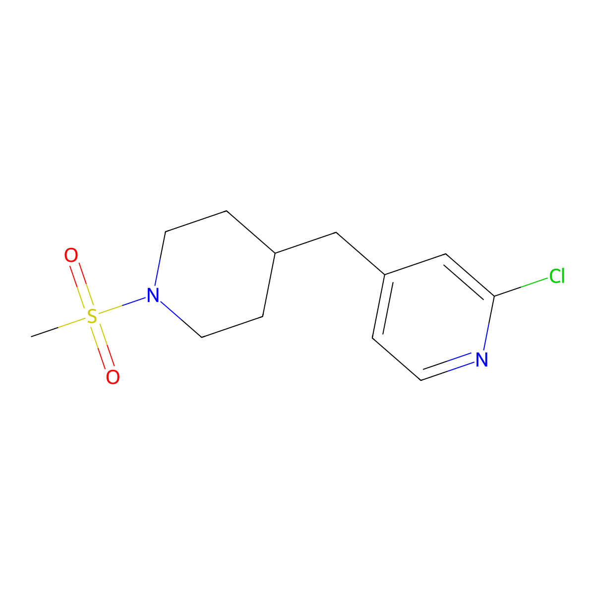 2-Chloro-4-((1-(methylsulfonyl)piperidin-4-yl)methyl)pyridine molecular structure, CAS 1316225-95-2