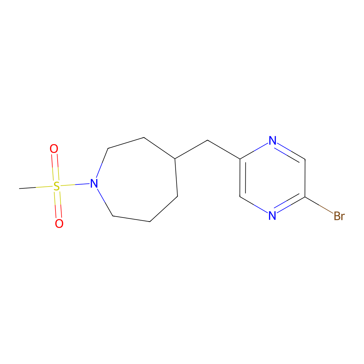4-(5-Bromo-pyrazin-2-ylmethyl)-1-methanesulfonyl-azepane molecular structure, CAS 1316225-97-4