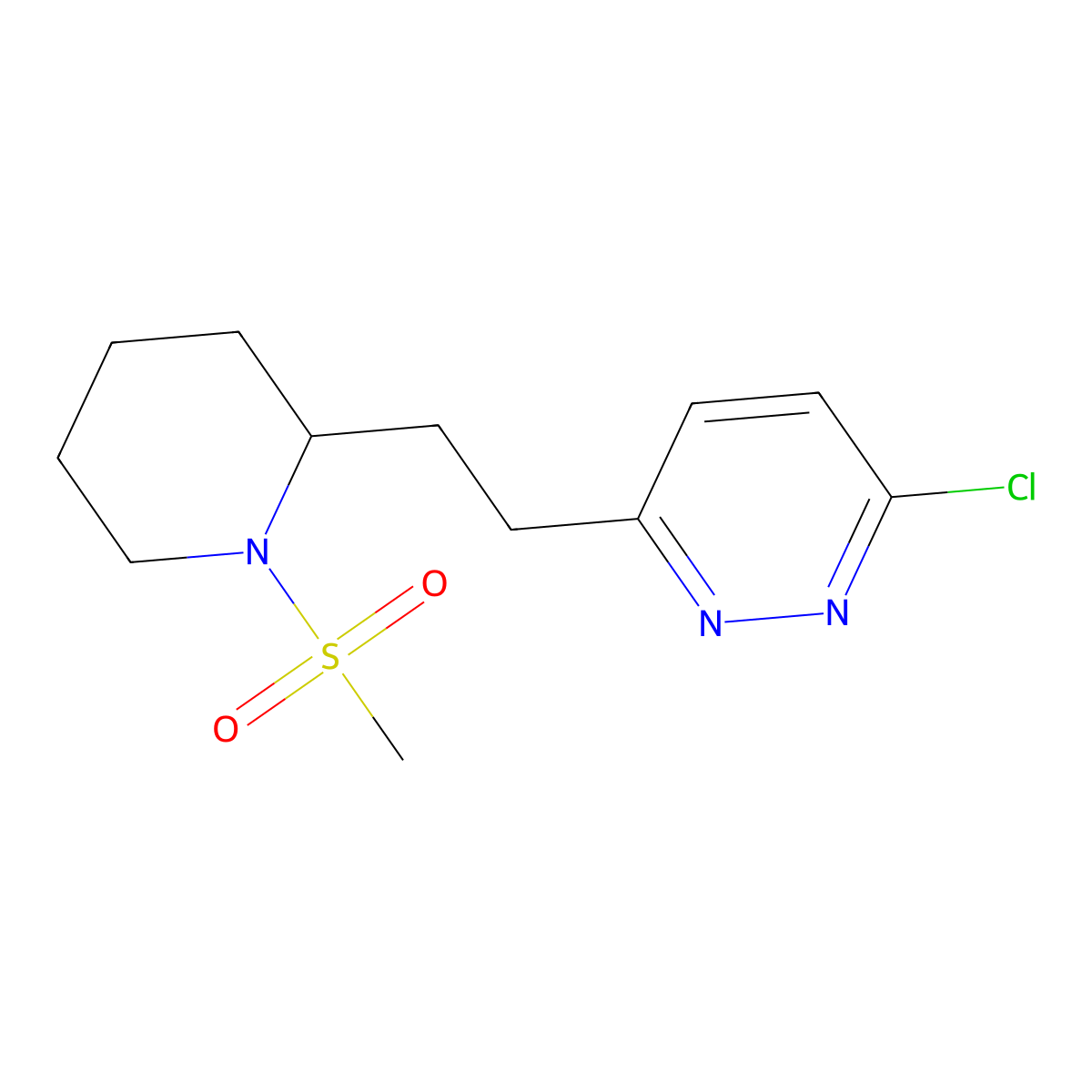 3-Chloro-6-(2-(1-(methylsulfonyl)piperidin-2-yl)ethyl)pyridazine molecular structure, CAS 1316225-99-6