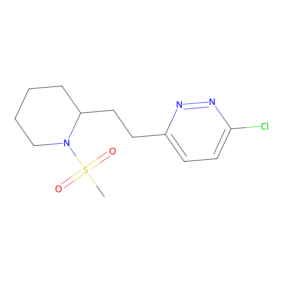 3-Chloro-6-(2-(1-(methylsulfonyl)piperidin-2-yl)ethyl)pyridazine molecular structure, CAS 1316225-99-6