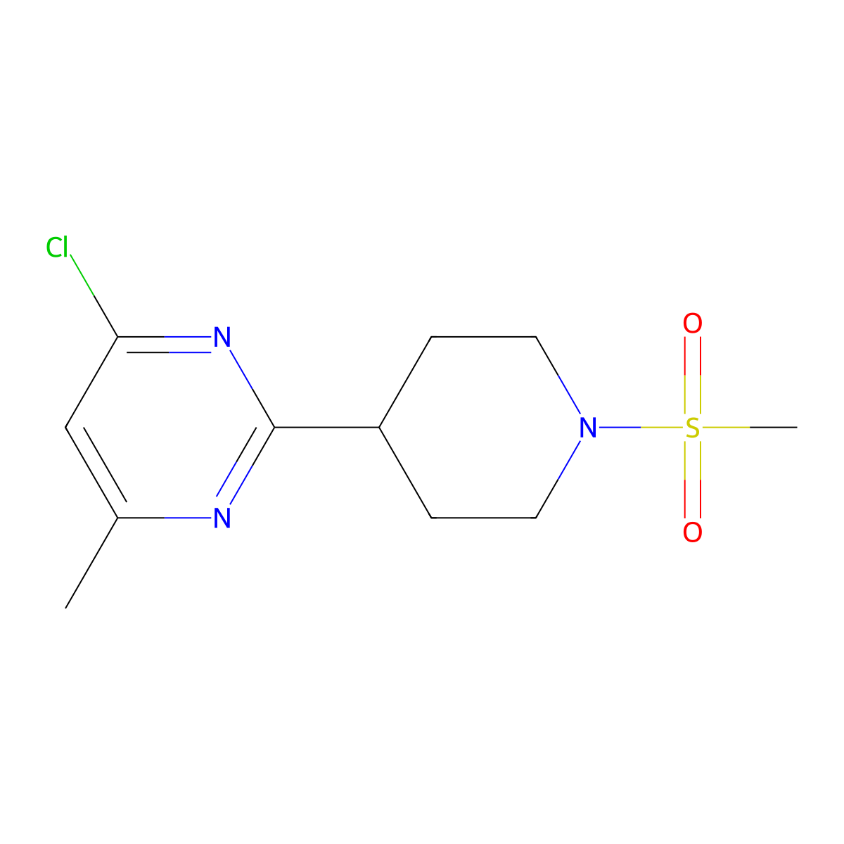 4-Chloro-6-methyl-2-(1-(methylsulfonyl)piperidin-4-yl)pyrimidine molecular structure, CAS 1316226-00-2
