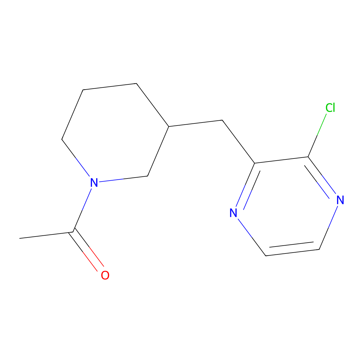 1-(3-((3-Chloropyrazin-2-yl)methyl)piperidin-1-yl)ethanone molecular structure, CAS 1316227-06-1