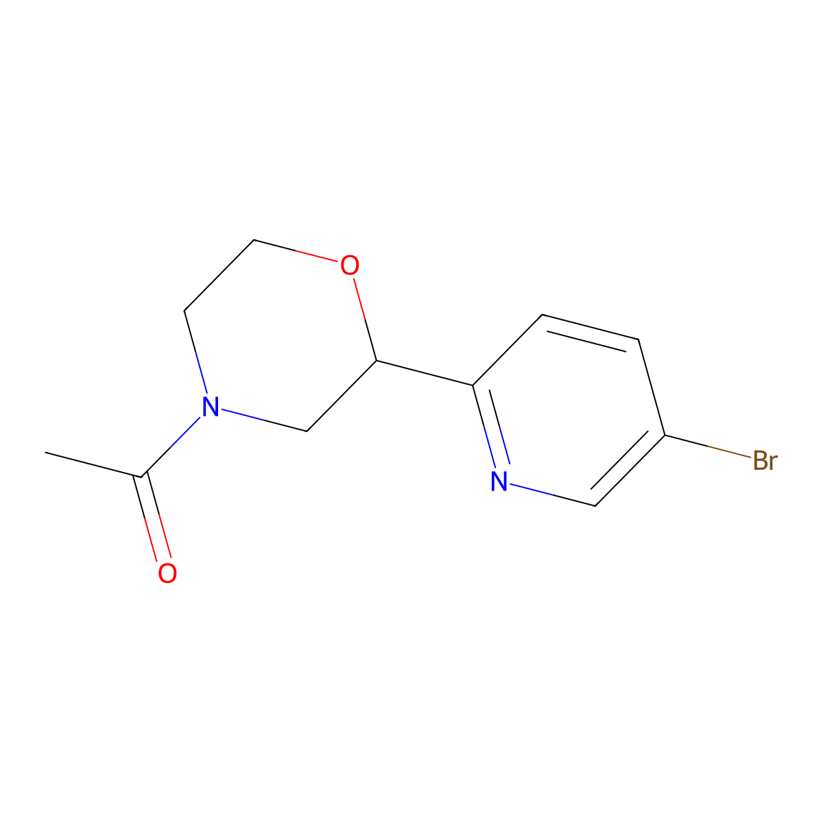 1-(2-(5-Bromopyridin-2-yl)morpholino)ethanone molecular structure, CAS 1316227-09-4