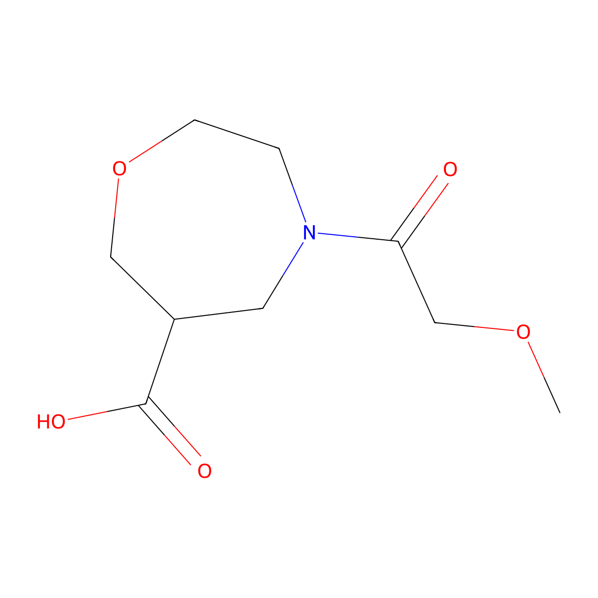 4-(2-Methoxyacetyl)-1,4-oxazepane-6-carboxylic acid molecular structure, CAS 1316227-18-5